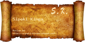 Sipeki Kinga névjegykártya
